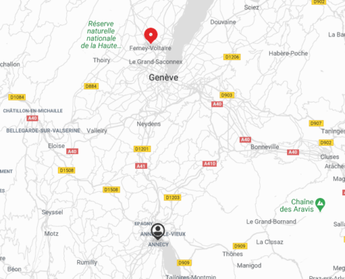 Carte géographie de la ville d'Annecy et ses alentours