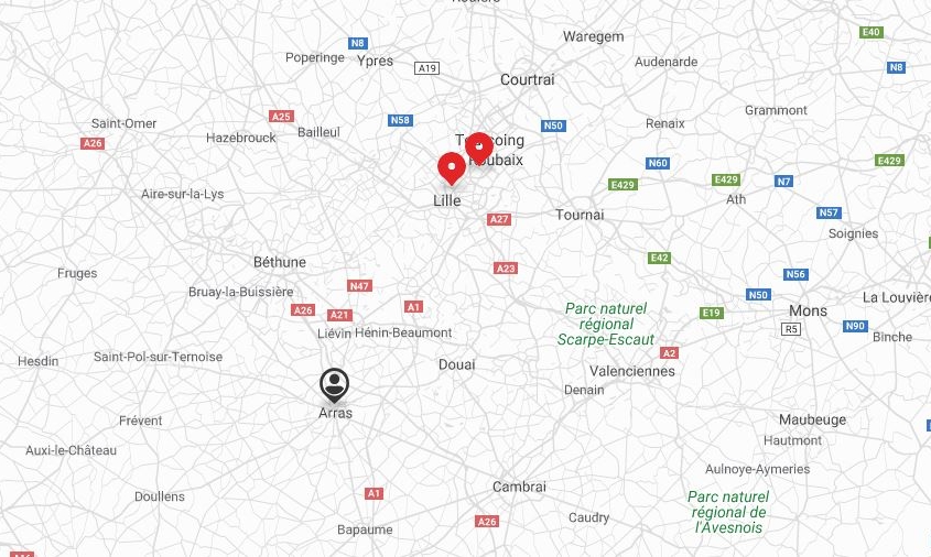 Carte géographique Arras